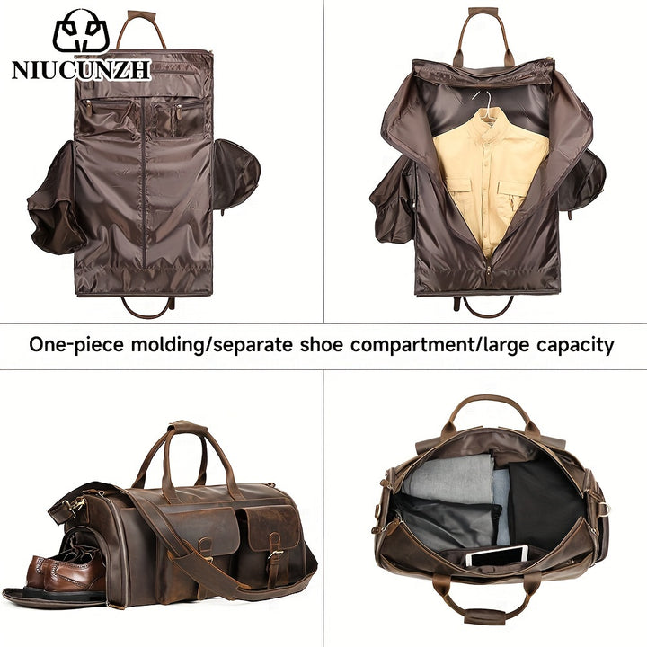 Vintage Leather Gym Bag for Men and Women  FKQM