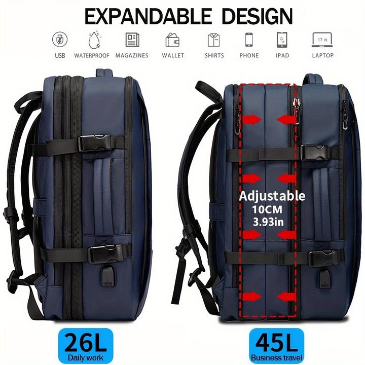 Mens Waterproof Business Backpack  4394cm Laptop Compatible Large Capacity for Travel Hiking  Camping Durable Polyester with Zip Closure for Spring