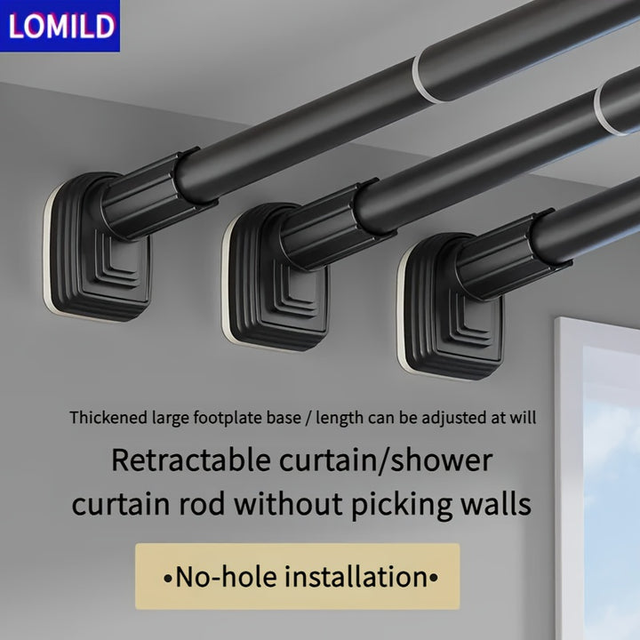 1pc Stainless Steel Telescopic Curtain Rod Nonpunching Household Curtain Rod Bedroom Wardrobe Clothes Rack Multifunctional Balcony Clothes Rack Telescopic Bathroom Bathrobe Towel Rack Nonpunching Home Curtain Rod Bathroom Telescopic Rod