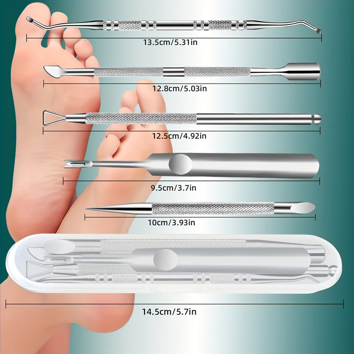 Professional 5Piece Ingrown Toenail Kit  Premium Stainless Steel Pedicure Tools Ergonomic Design For Easy Nail CareEY9S