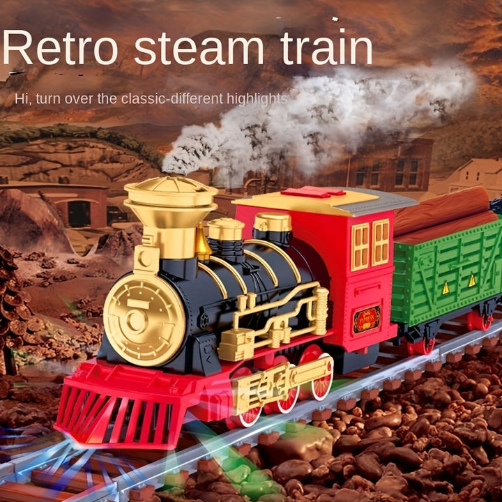 Classic Train Toy Set Boys Girls Steam Locomotive Engine Lights And Sounds Tracks Birthday Toy