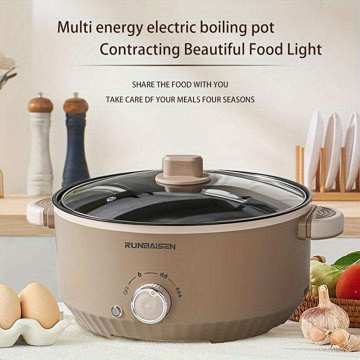 RUNBAISEN Large Electric Hot Pot  Skillet with Steamer  NJ9946