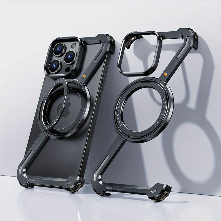 Titanium Alloy Simple ZLine Mobile Phone Protective Case  Lightweight Mobile Phone Protective Case for Iphone 15 Pro Max 15Pro Mobile Phones Four Corners with Shockproof Design  with Bracket Black Blue