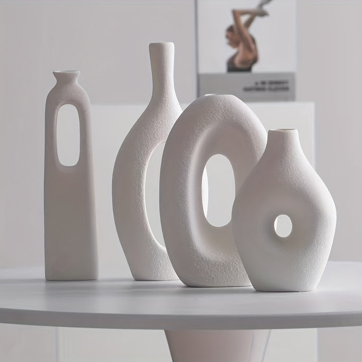 Modern White Ceramic Vase Set for Boho Home Decor  N2DC