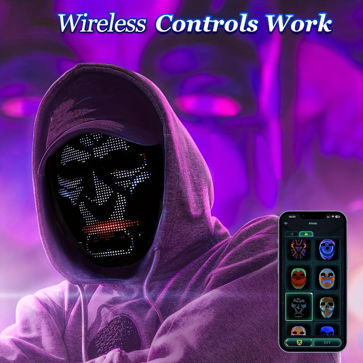 Unisex Ultrathin LED Luminous Face Mask With Gesture Sensing Wireless APP Control And DIY Image Editing Perfect For Christmas Easter Halloween Parties Raves Bar Dancing Music Festivals And Birthday Parties