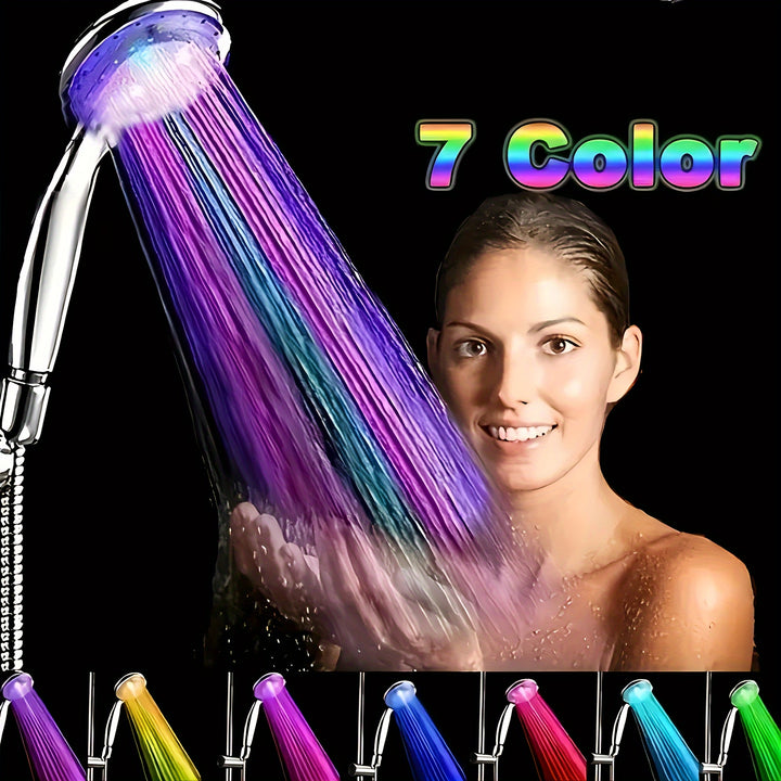 1pc LED LightUp Handheld Shower Head  Color Changing SelfPowered by Water Flow Plastic Round Wall Mount Showerhead with Polished Finish No Battery needed Water Conservation Whole Body Spray Settings for Bathroom