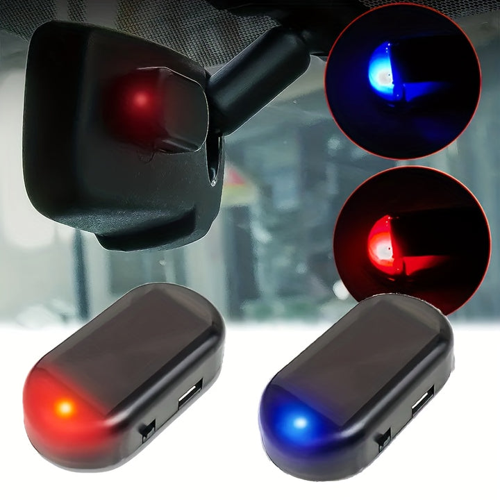 1pc Solar Charging USB Charging Car Simulation Alarm  Car AntiTheft Simulation Monitor  Red Blue Light Ficker  Make Your Car Safe From Theft