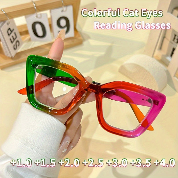 Chic Cat Eye Reading Glasses for Women  Vibrant AntiBlue Light Computer Eyewear with Metal Hinge 10X to 40X Magnification  NHY6