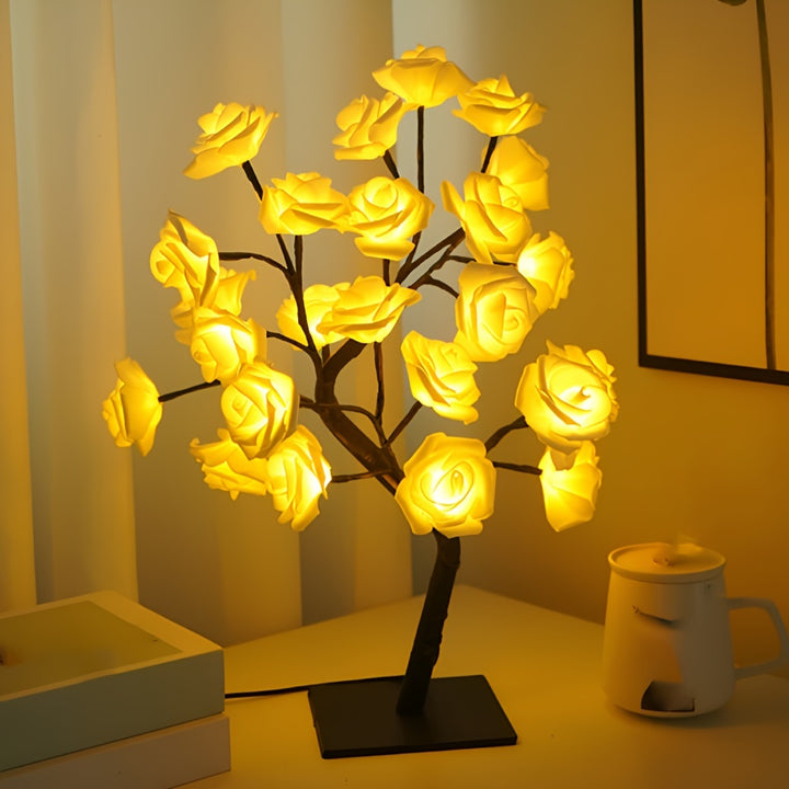 USB Rechargeable LED White Rose Tree Lamp  A3RG