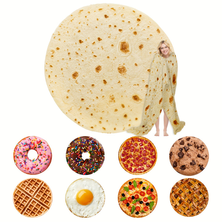 1pc Tortilla Blanket Pepperoni Pizza Blanket Realistic Donut Blanket Food Throw Blanket Personalized Gift Blanket Soft And Comfortable Facecloth Round Blanket Cookies Blanket Novelty Realistic Cookies Throw Blanket