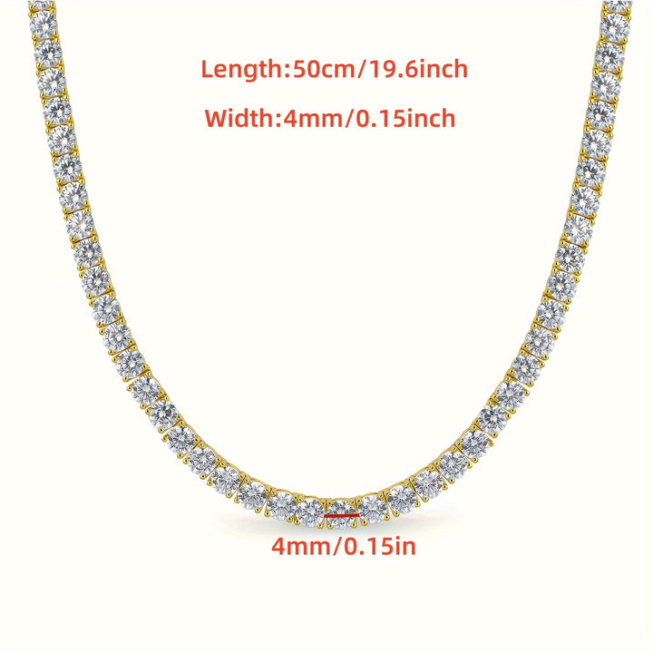 Elegant Mens 4mm Moissanite Tennis Chain Necklace  VVS Clarity 18K Golden Plated Fashionable  Luxurious