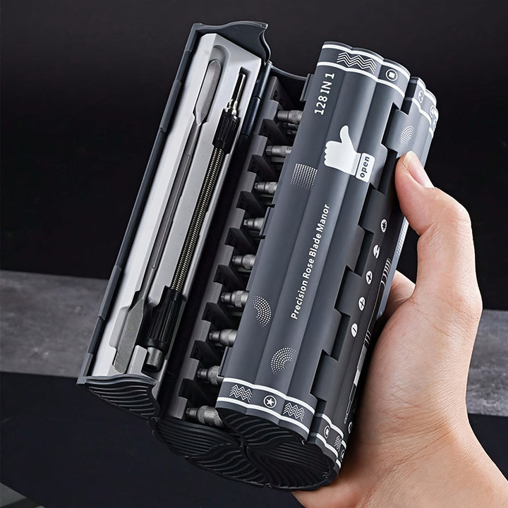 128 in 1 Precision Screwdriver Set  Chrome Vanadium Steel MultiFunctional Manual Tools for Repair  Adjustable Foldable with Flat Hex Torx Heads  Ideal for Office  Gaming Equipment  MagnetizerDemagnetizer Included