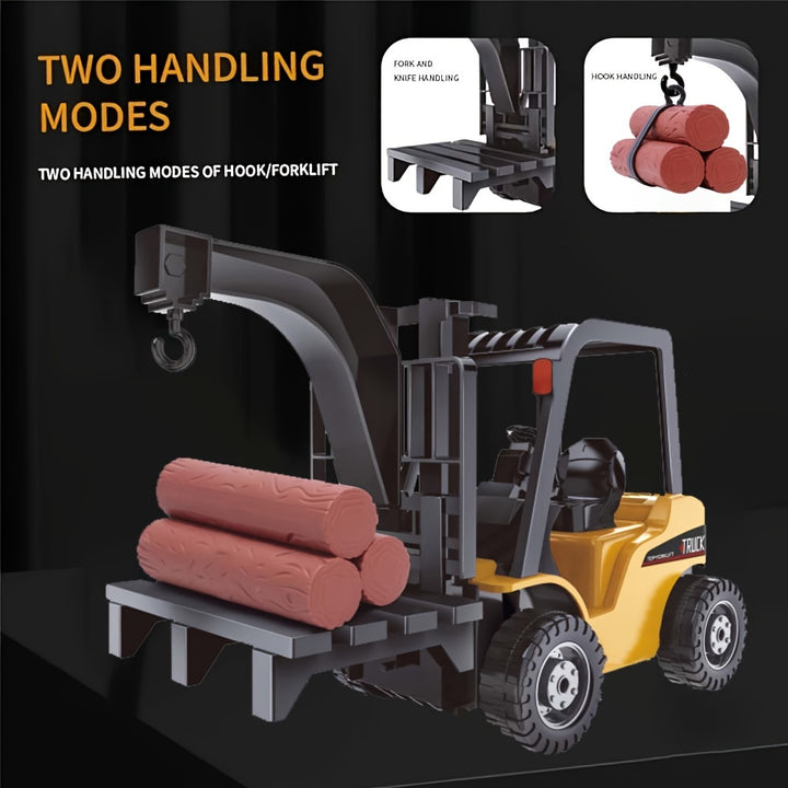Professional 11Channel Remote Control Forklift Toy  Full Function Rechargeable with Lights  Sounds Durable Plastic Construction  Perfect Gift for Boys
