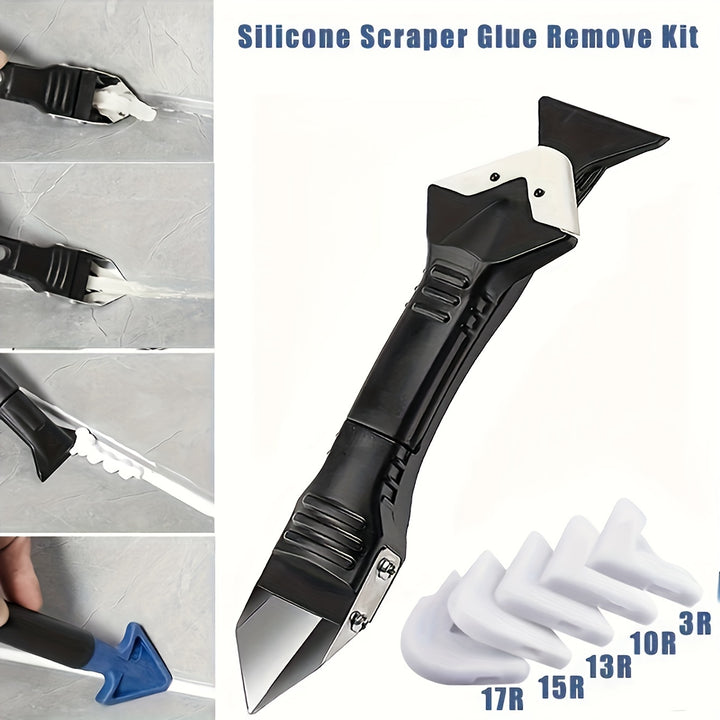5In1 MultiPurpose Glue Removal Tool Kit  Metal  Plastic Spatula Silicone Scraper Sealant And Cement Slurry Cleaner Trimmer And Corner Scraper For Floors Walls Glass  Home Cleaning Essentials