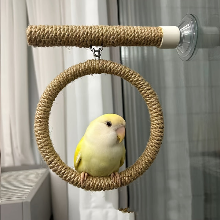 Versatile Parrot Swing  Climbing Toy With Suction Cup  Durable Linen Rope Birdcage Accessory For Exercise And Play