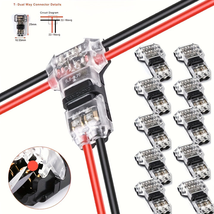 TShaped Crimp Connectors 61224PCS Quick Strip Wire Terminal Cable Connector for Secure Electrical Connections No Battery Required