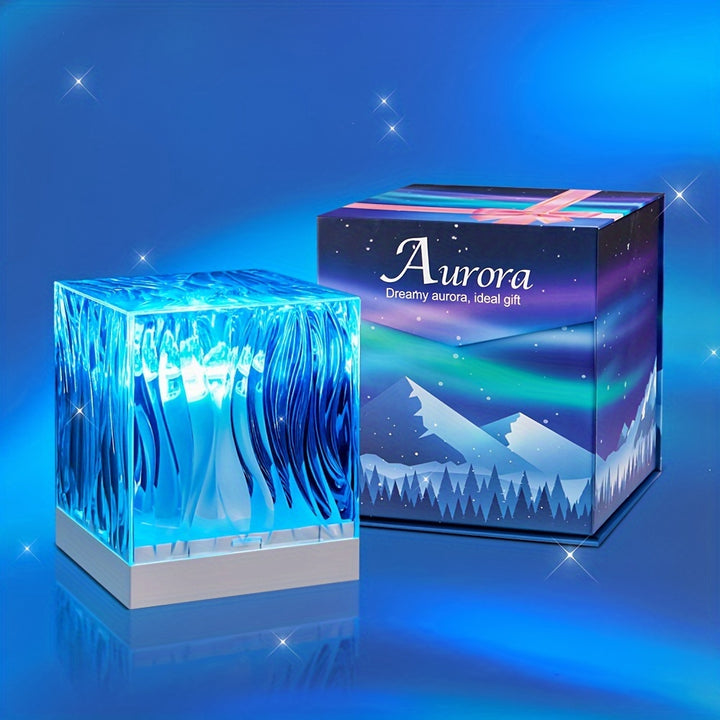 PIKOY Aurora Crystal Table Lamp  18 Color Dimmable LED Projector with Remote  Timer USB Powered Relax Light for Bedroom Ambiance Perfect Gift for Teen Girls Table Lamp For Bedroom Touch Lamp For Bedroom