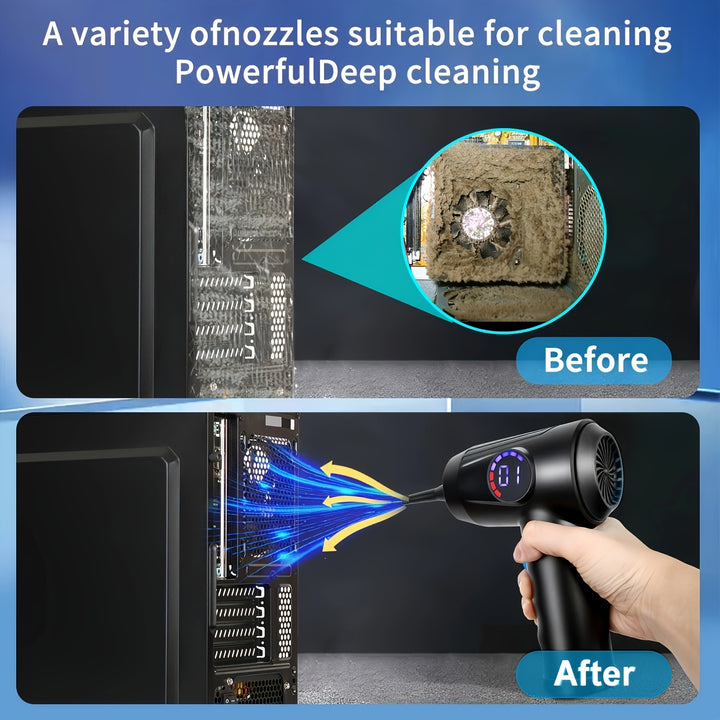 Compressed Air Duster Electric Air Duster 6000mAh Fast Charging 51000 RPM 4Speed Cordless Air Blower With LCD Display Portable Builtin LED Light Air Dusters For Computers Keyboard Cleaner Cordless Air Duster Replaces Canned Air