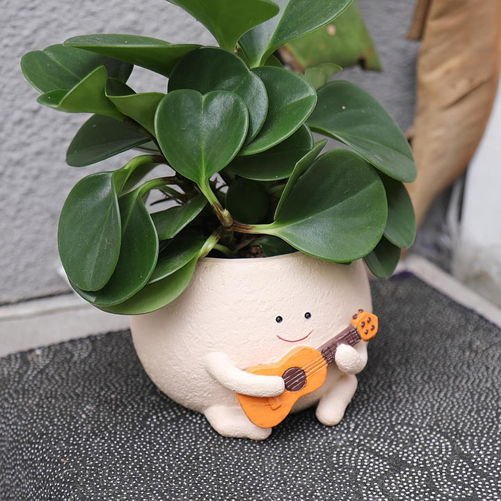 Charming Smile Face Resin Planter Pot with Drainage  P2WL