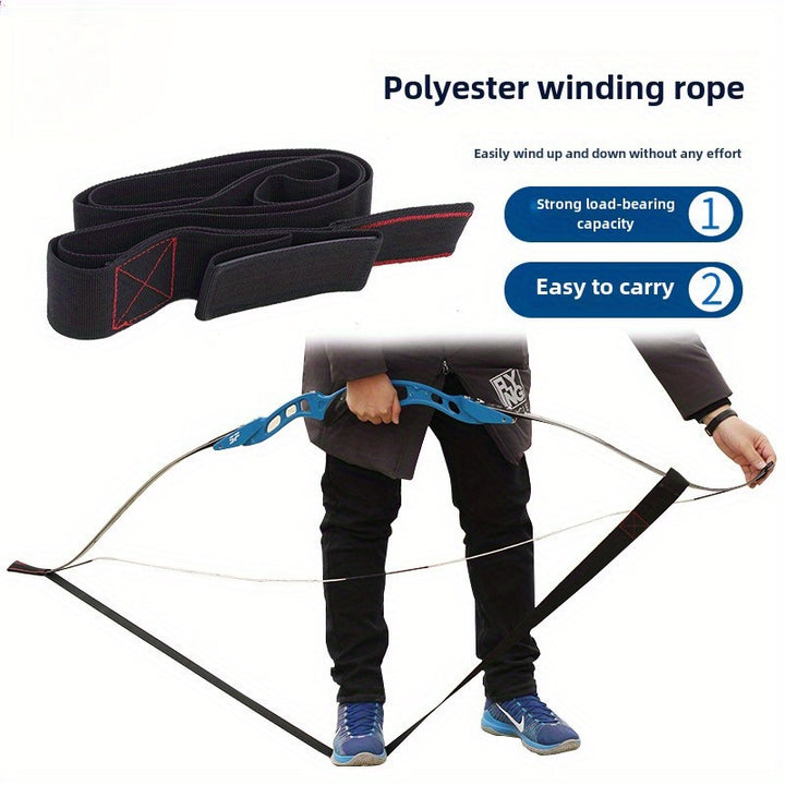 1pc Black Canvas Bow String Changer Top and Bottom String Aid Competitive Counterbend Split Bow Adjustment Easy Wind Up and Down Strong Load Capacity Hunting  Fishing Archery Gear