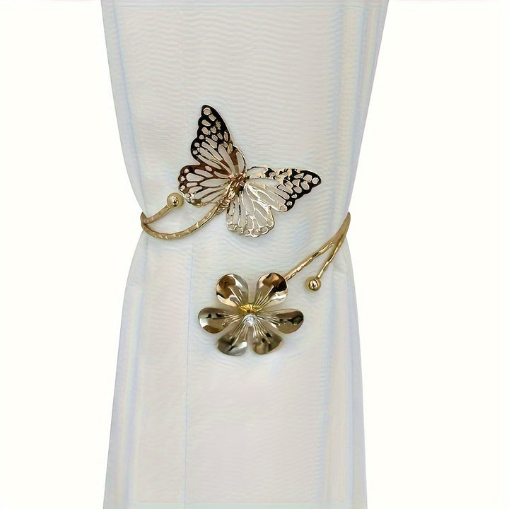 2pcs Flower Butterfly Design Curtain Tiebacks Hollow Out Curtain Holdback For Bedroom Living Room Home Decor Curtain Accessory