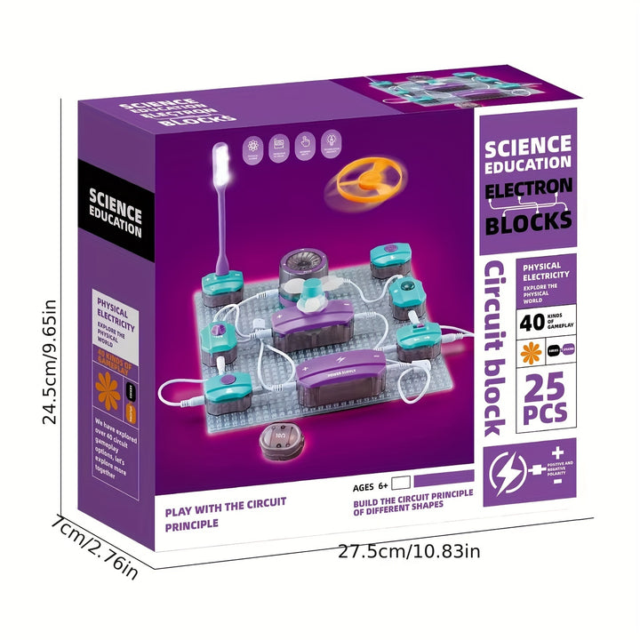 Science Experiment Kit for Kids  Physical Circuit Building Blocks Set with RGB Lights BatteryPowered Educational Toy for STEM Learning