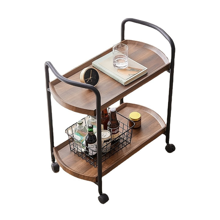 Elegant DoubleLayer Solid Wood Serving Cart  N2LG