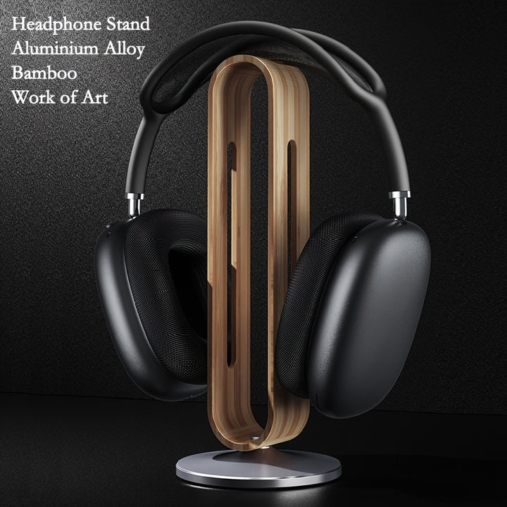 A Golden Headphone Stand With A Base  BUH0