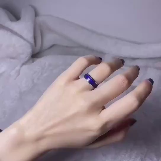 1pc Mood Ring Inlaid Thermal Discoloration Stone Stainless Steel Band Match Daily Outfits Party Accessory Perfect Gift For Family And Friends