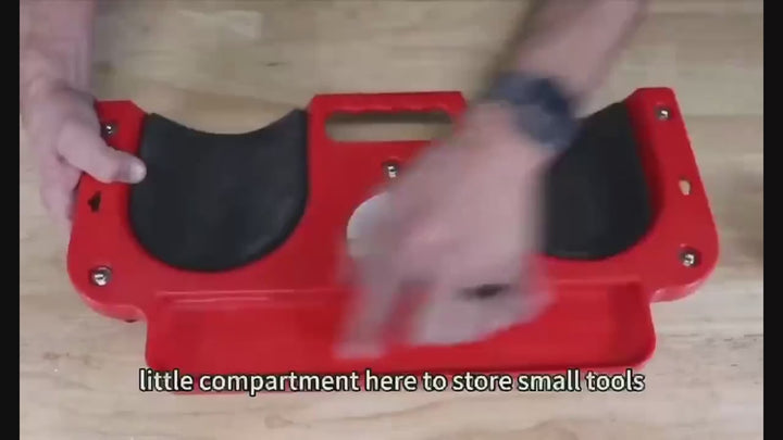 1pc Durable Red Rolling Knee Pad With Tool Tray  Easy Move Protects Knees For Car Repair Construction Factory  Gardening Work