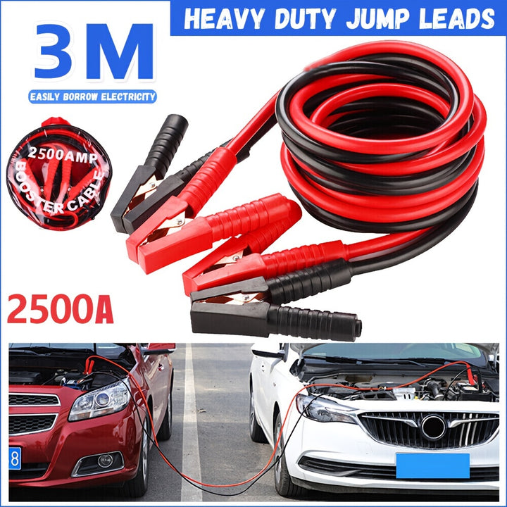 Kxiy 2500A HighPower Car Jumper Cables  34m Emergency Battery Boost Kit for Cars SUVs Vans  RVs
