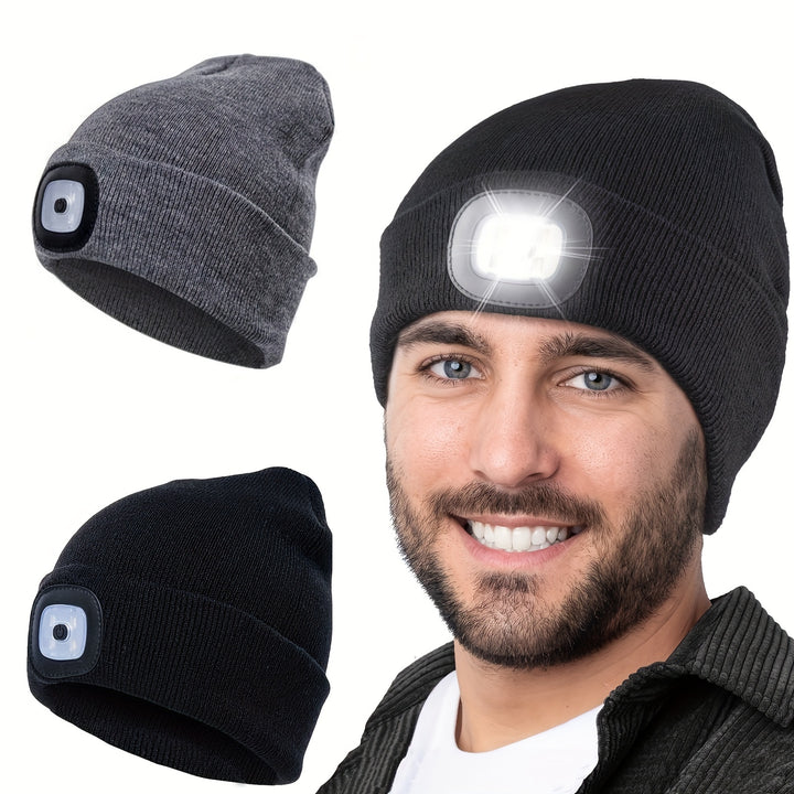 Rechargeable LED Beanie Hat  HandsFree Headlamp For Nighttime Activities  Perfect Outdoor Lighting Accessory For Camping Hiking And Running  Unisex Design