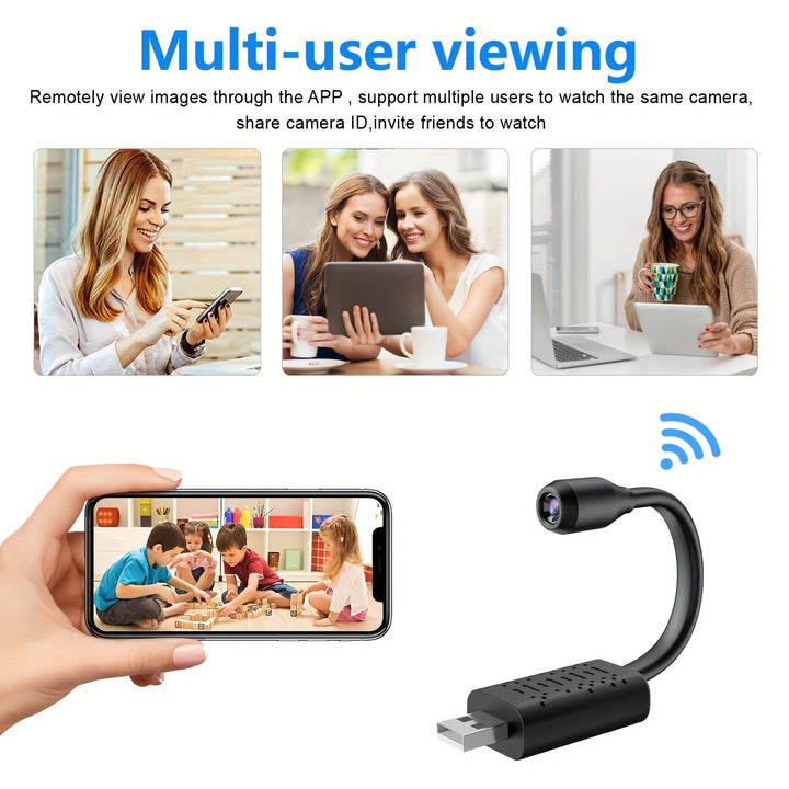 Mini USB Surveillance Camera For Home Use With Highdefinition Wideangle Remote Wireless WIFI Metal Hose For Flexible Bending To Adjust The Angle USB Interface Plug