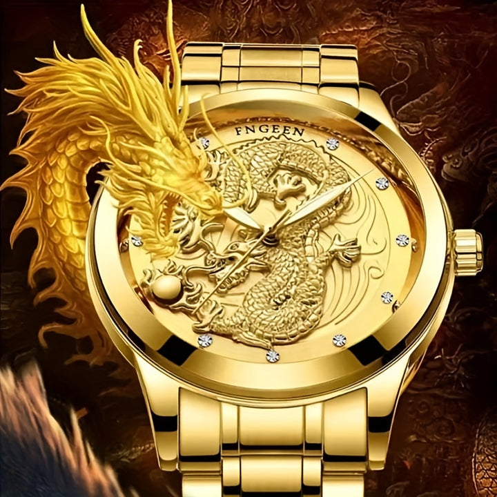 Mens Business Waterproof Dragon Watch  XQ2B