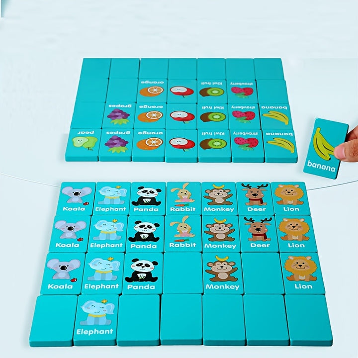 Educational Animal  Fruit Domino Game for Ages 3ZRNY