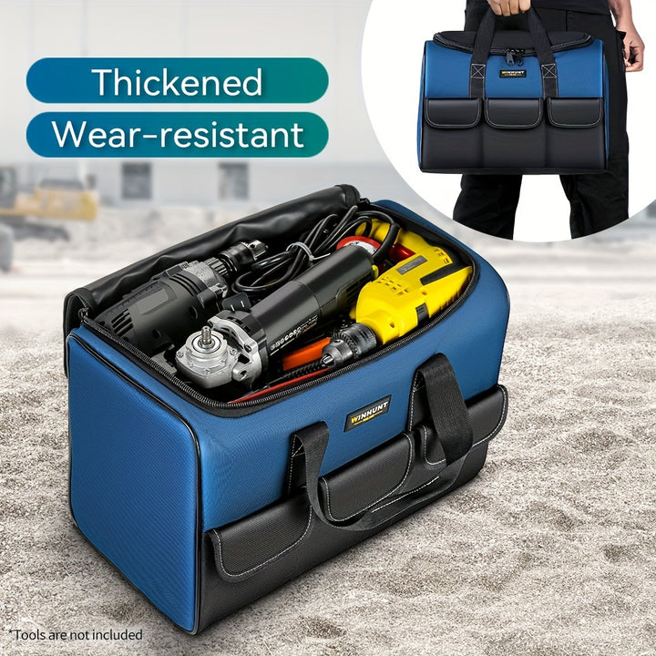 Heavy Duty Tool Bag With Wide Mouth For Tool Storage Carrier And Organizer Tool Bag For Men Wide Mouth Tool Bag With Inside Pockets