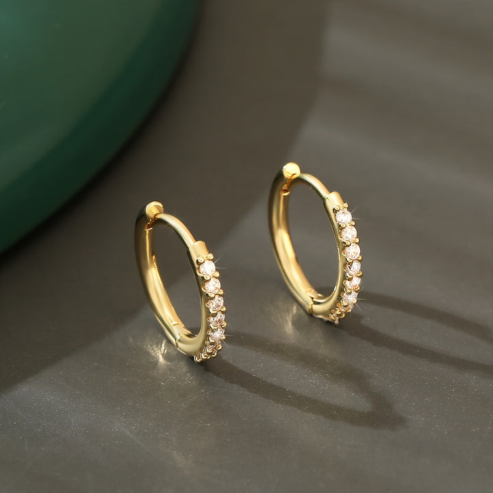 Sparkling Zircon Decor Hoop Earrings  IX2M