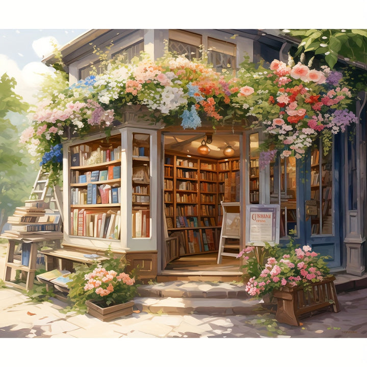 1pc Book Store Diy Painting By Numbers Landscape Modern Wall Art Canvas Painting Unique Gift Wall Artwork 40x50cm16x20inch Without Frame