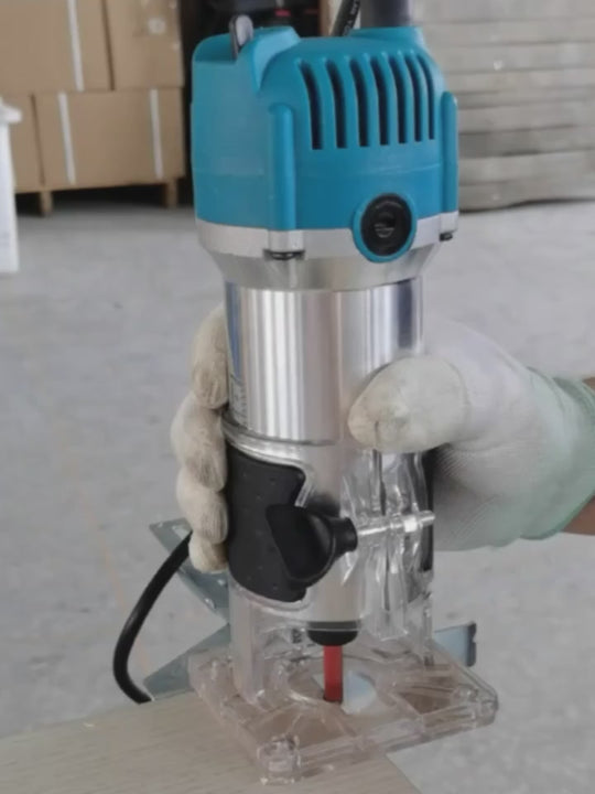 1pc Electric Wood Trimmer With 15pcs Milling Cutters Electric Router Kit Wood Routers Trimmer Cutting Tool Compact Wood Palm Router For Wood Chamfering Hole Digging 220V 800W 30000RPM