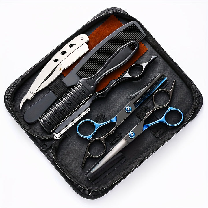 8Piece Professional Hair Cutting Scissors Set 1524 cm Shears for Texturizing Wavy Hair UnisexAdult Barber Styling Kit for Salon and Home Use Right Hand Oriented Normal Hair Compatible Unscented Texturizing Shear Tools