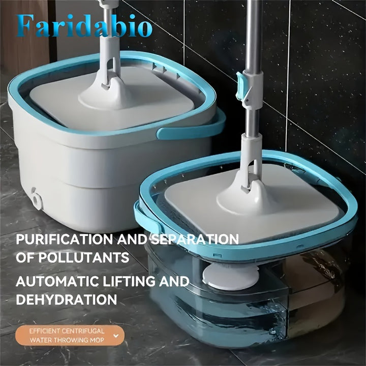 Faridabio EasyClean Mop and Bucket Set with 4 Reusable Pads  360 Swivel Design No Electricity Needed for Bedroom Bathroom Living Room