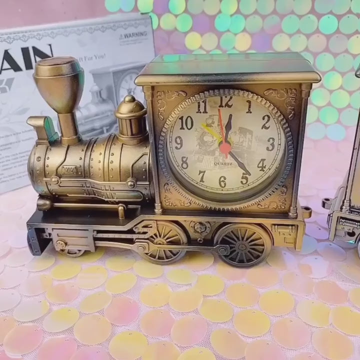 1pc Vintage Train Alarm Clock 1801x599x1199cm Retro Locomotive Design Desk Clock Decorative Tabletop Timepiece PlasticAQRM