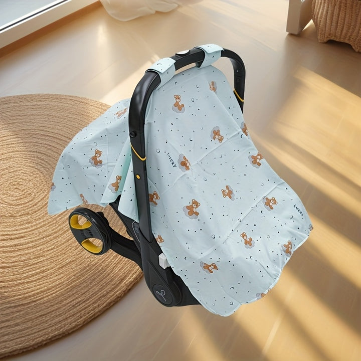 Teal Bear Car Seat Dust Cover