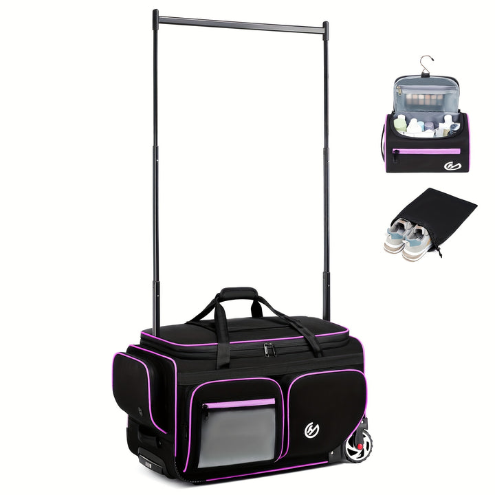 Upgraded Nylon Dance Travel Bag With Hanger  Sturdy System  Fabric Includes Small Pouch  Shoe Bag Wheeled Luggage For Dancers And Athletes