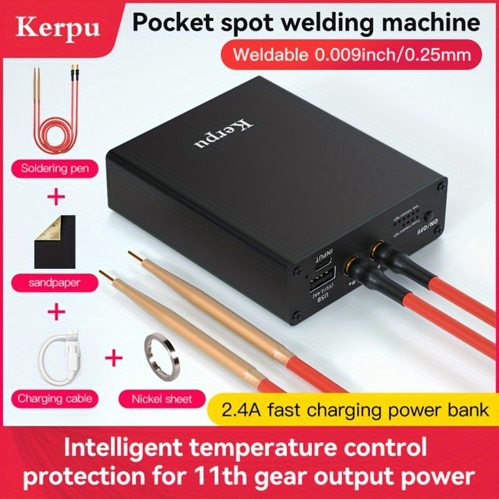 1pc Portable Spot Welding Machine Mini Handheld With Full Accessory Kit For 18650 Lithium Battery 025mm Nickel Sheet 24A Fast Charging 11th Gear Temperature Control
