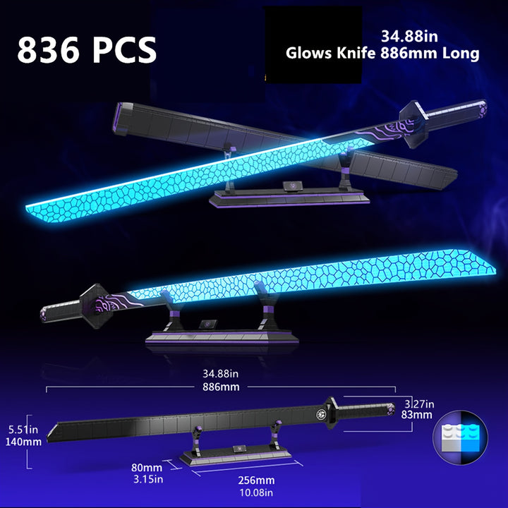 Magic Glow Block Knife Set 836pcs Luminous Sword Model  TJRONMH