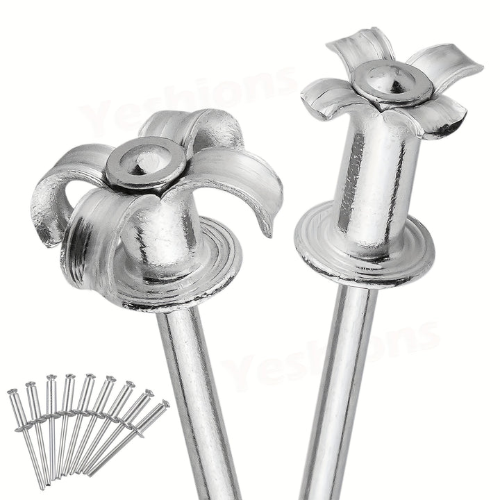 Industrial Grade Flower Type Claw Aluminum Cap Iron Core Split Rivets 48 x 16mm Pack of 100 for Thin Material Fastening Compatible with Pneumatic  Manual Rivet Guns Aluminum Blind Rivets