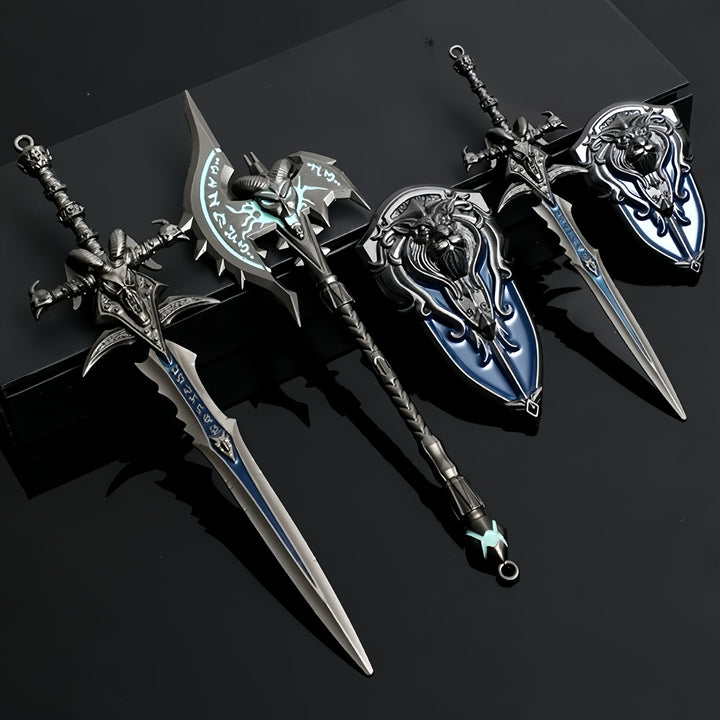 Weapon Sword and Shield Keychain Metal Model for Game Fans  TJRF4YH