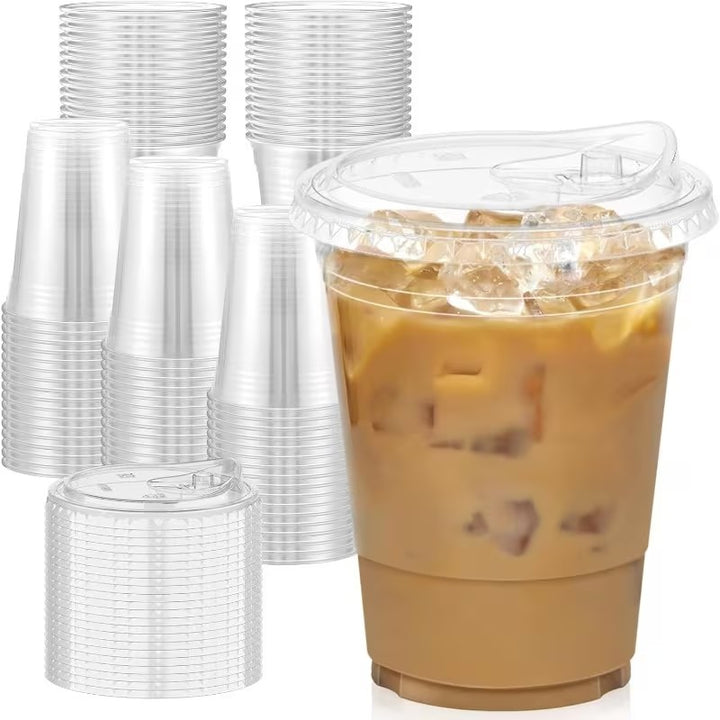 50ct 1216oz Clear Plastic Cups w Lids  SA29