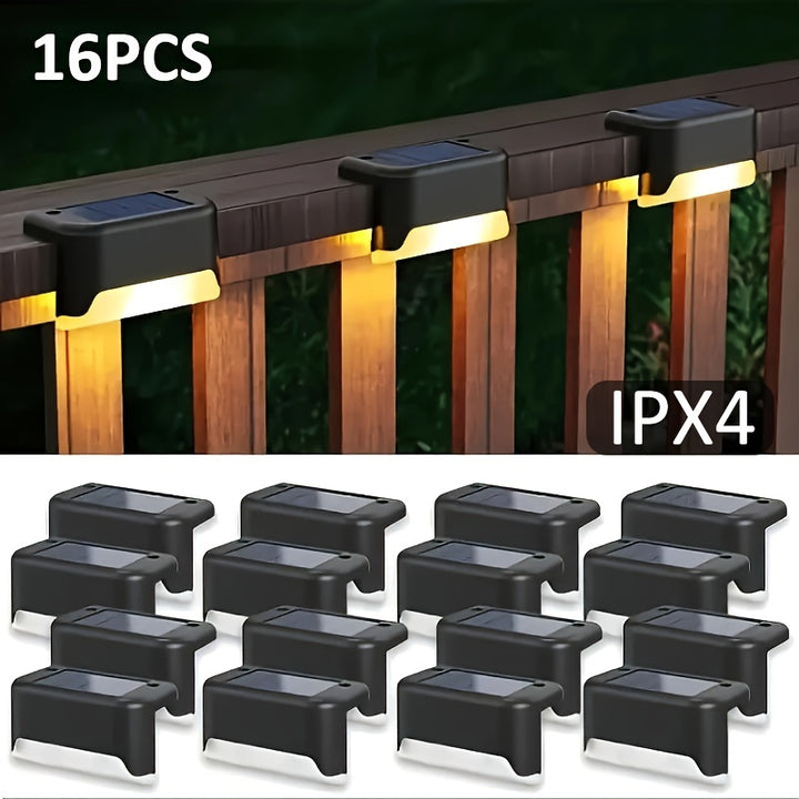 16pcs Solar LED Deck  Step Lights  Waterproof Outdoor Lighting  yhi6z